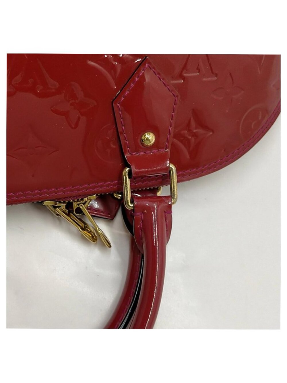 Authentic Louis Vuitton Alma GM Vernis Red Patent Leather Satchel Handbag LV - Picture 7 of 16